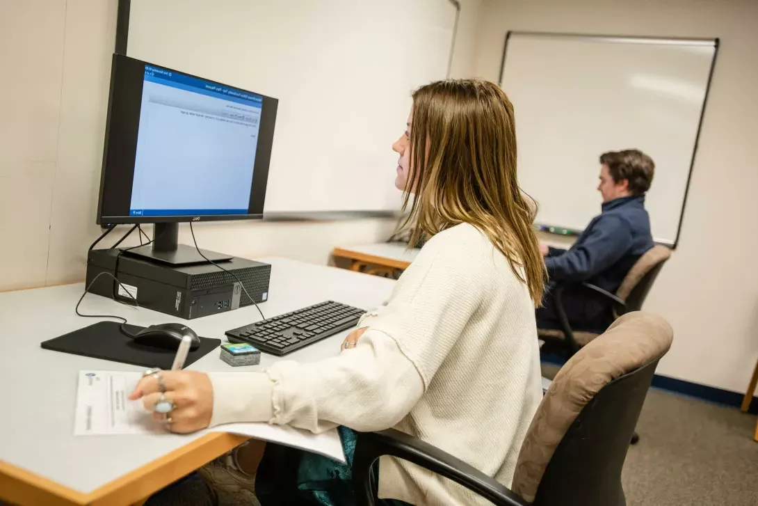 Students testing in AU testing center